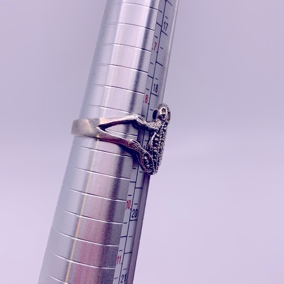 💝Vintage Marcasites Frog Ring Silver 925 - Picture 7 of 7